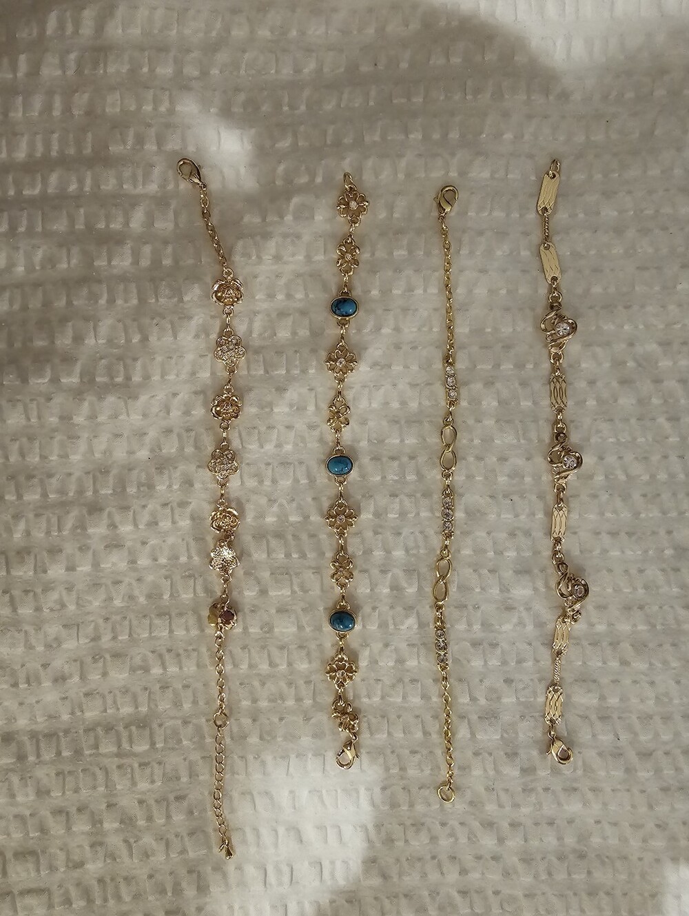 Gold-Tone Women's Bracelet with Blue Accents
